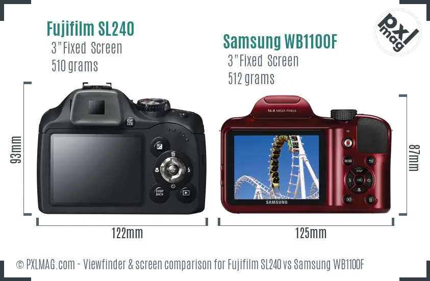 Fujifilm SL240 vs Samsung WB1100F Screen and Viewfinder comparison