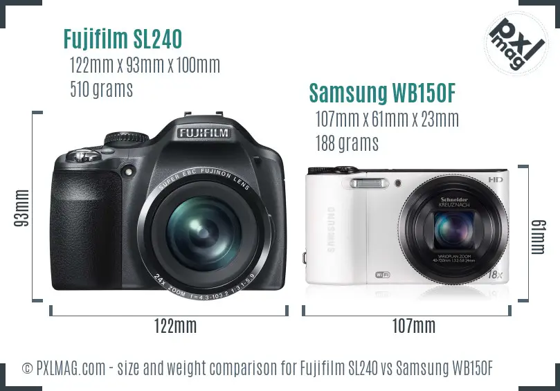 Fujifilm SL240 vs Samsung WB150F size comparison Fujifilm SL240 vs Samsung WB150F size comparison