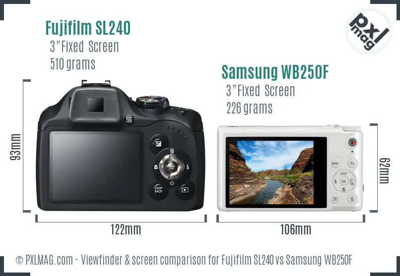 Fujifilm SL240 vs Samsung WB250F Screen and Viewfinder comparison Fujifilm SL240 vs Samsung WB250F Screen and Viewfinder comparison