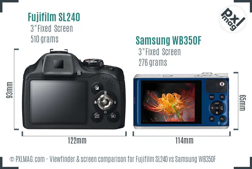 Fujifilm SL240 vs Samsung WB350F Screen and Viewfinder comparison