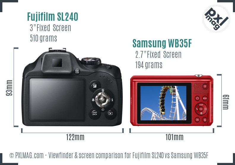Fujifilm SL240 vs Samsung WB35F Screen and Viewfinder comparison