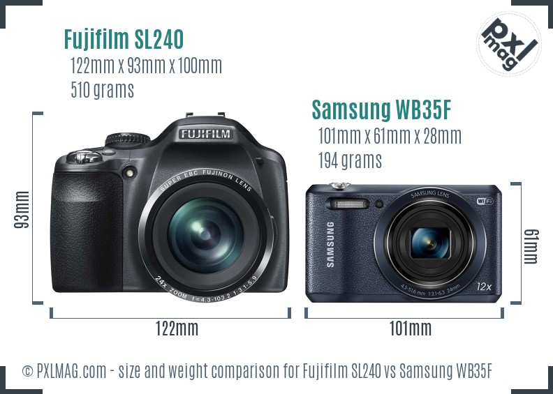 Fujifilm SL240 vs Samsung WB35F size comparison Fujifilm SL240 vs Samsung WB35F size comparison
