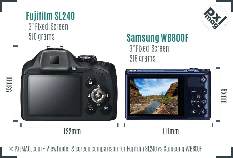 Fujifilm SL240 vs Samsung WB800F Screen and Viewfinder comparison