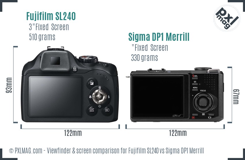 Fujifilm SL240 vs Sigma DP1 Merrill Screen and Viewfinder comparison