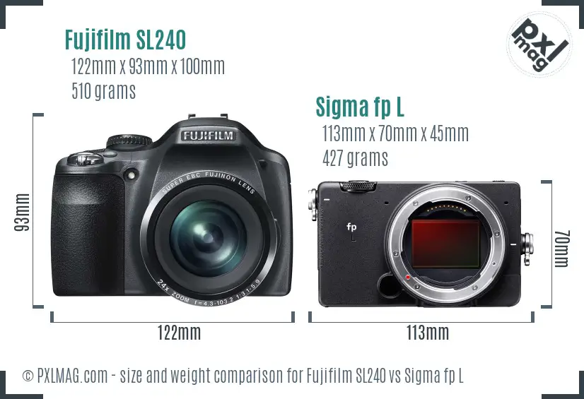 Fujifilm SL240 vs Sigma fp L size comparison