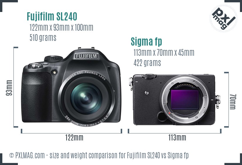 Fujifilm SL240 vs Sigma fp size comparison Fujifilm SL240 vs Sigma fp size comparison
