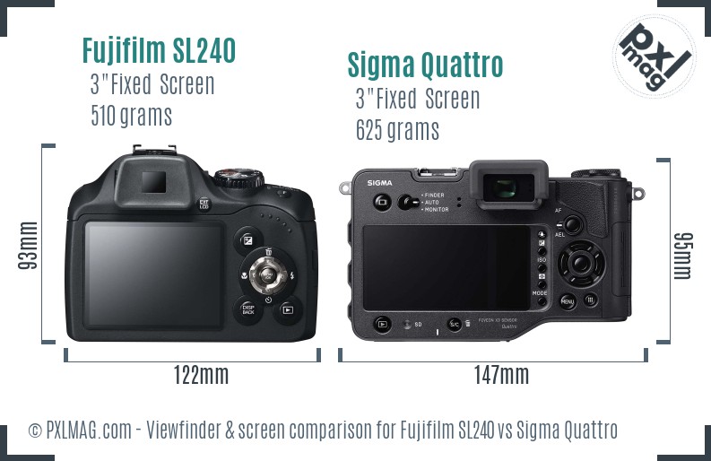Fujifilm SL240 vs Sigma Quattro Screen and Viewfinder comparison