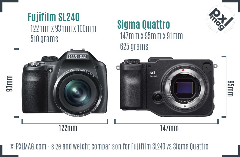 Fujifilm SL240 vs Sigma Quattro size comparison Fujifilm SL240 vs Sigma Quattro size comparison