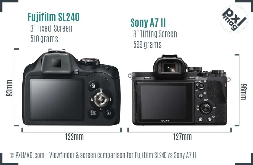 Fujifilm SL240 vs Sony A7 II Screen and Viewfinder comparison Fujifilm SL240 vs Sony A7 II Screen and Viewfinder comparison