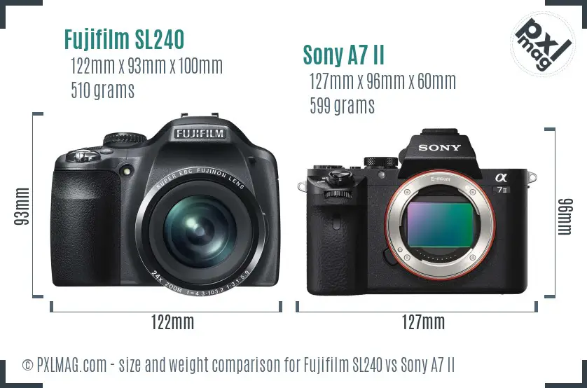 Fujifilm SL240 vs Sony A7 II size comparison Fujifilm SL240 vs Sony A7 II size comparison