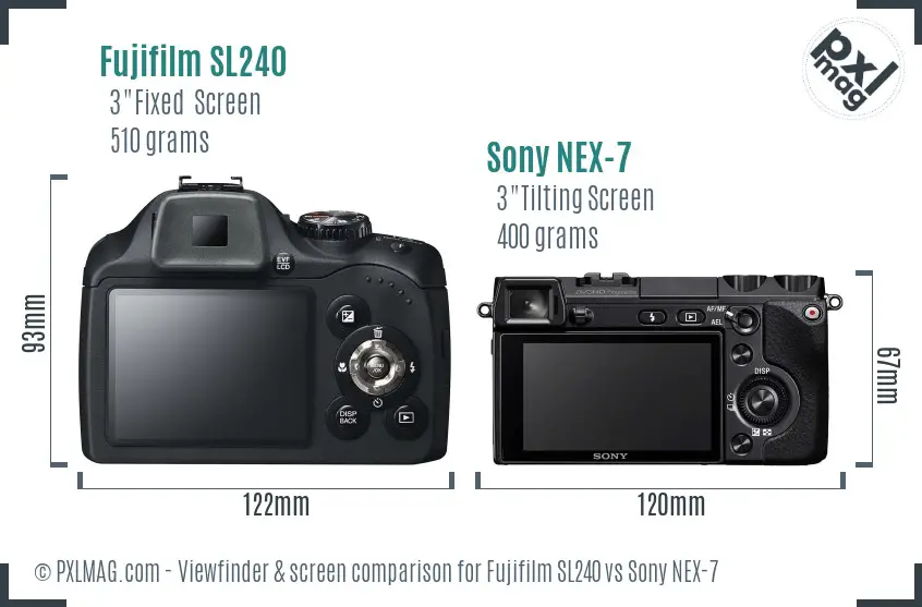 Fujifilm SL240 vs Sony NEX-7 Screen and Viewfinder comparison