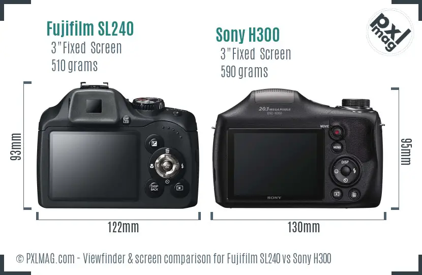 Fujifilm SL240 vs Sony H300 Screen and Viewfinder comparison