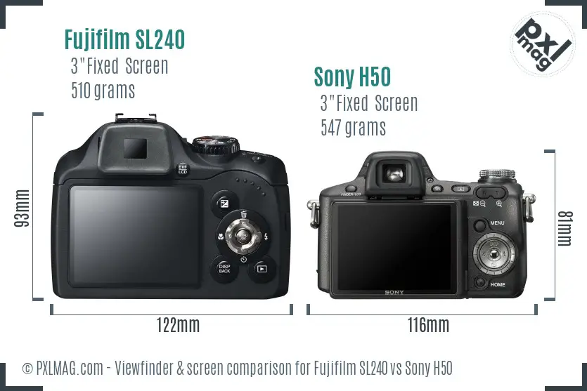 Fujifilm SL240 vs Sony H50 Screen and Viewfinder comparison Fujifilm SL240 vs Sony H50 Screen and Viewfinder comparison