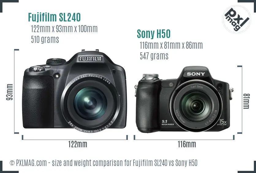 Fujifilm SL240 vs Sony H50 size comparison Fujifilm SL240 vs Sony H50 size comparison