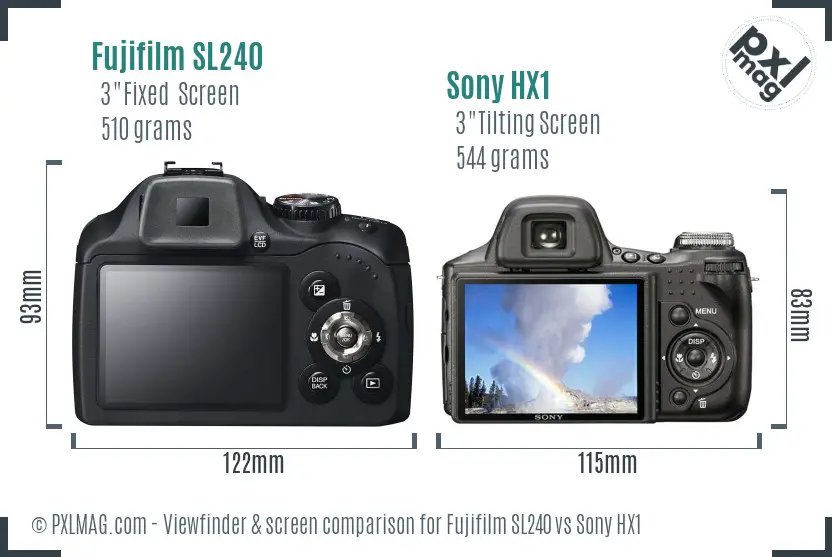 Fujifilm SL240 vs Sony HX1 Screen and Viewfinder comparison