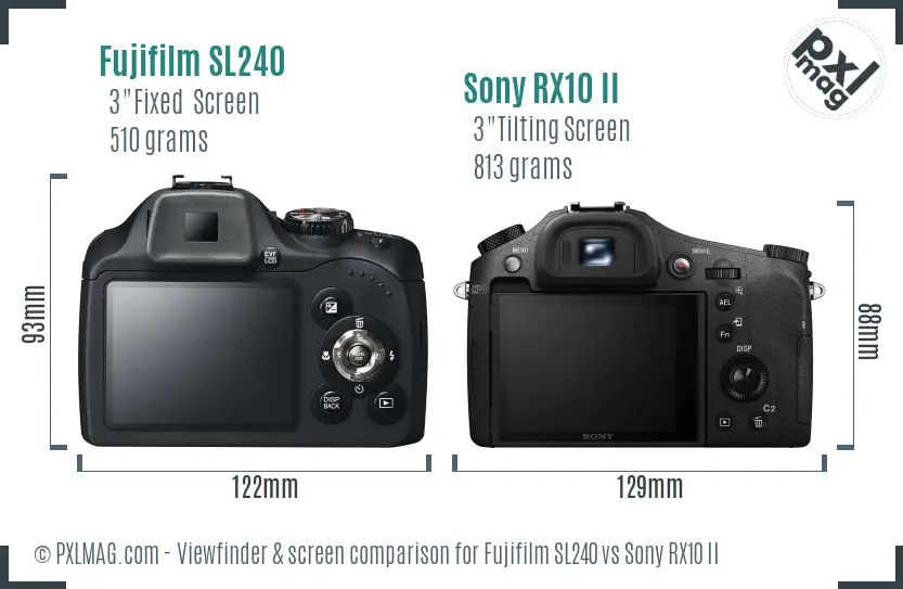 Fujifilm SL240 vs Sony RX10 II Screen and Viewfinder comparison