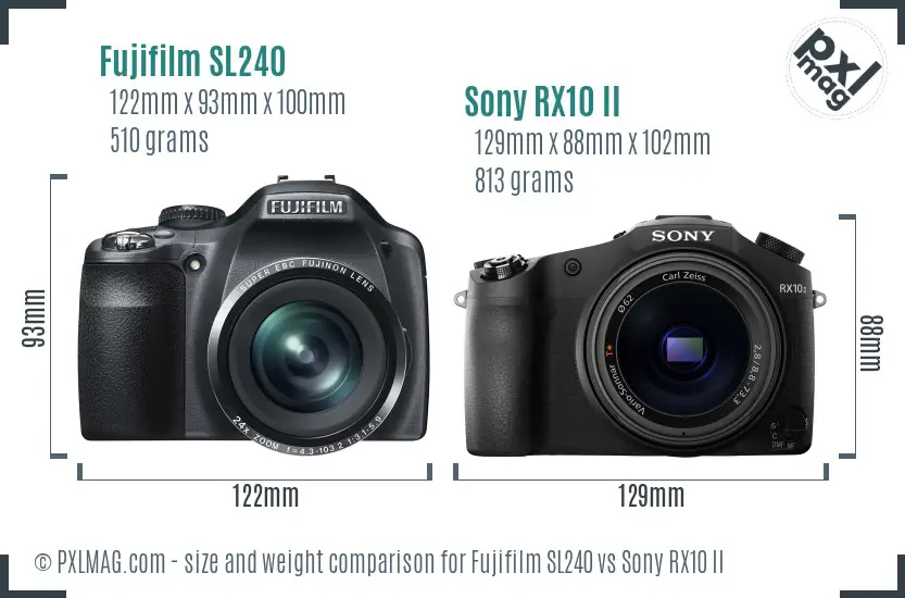 Fujifilm SL240 vs Sony RX10 II size comparison
