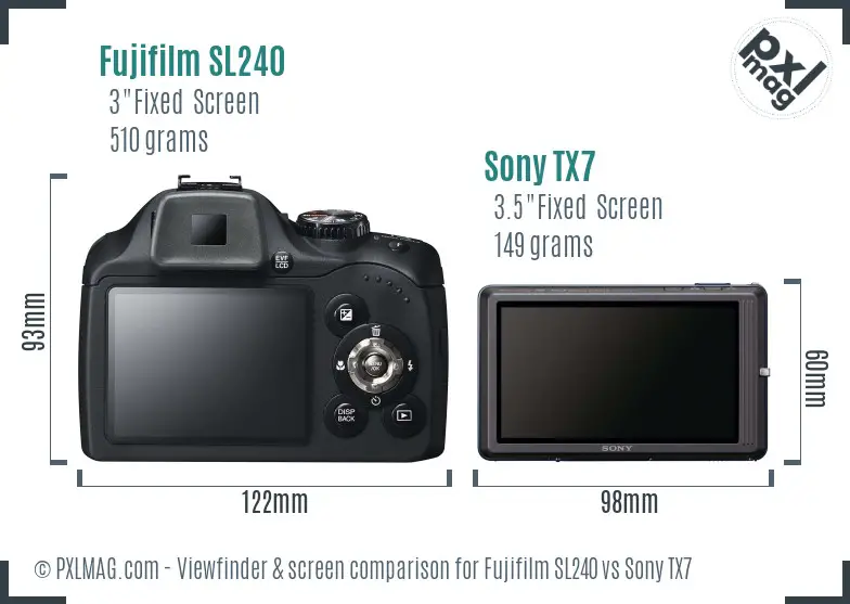 Fujifilm SL240 vs Sony TX7 Screen and Viewfinder comparison