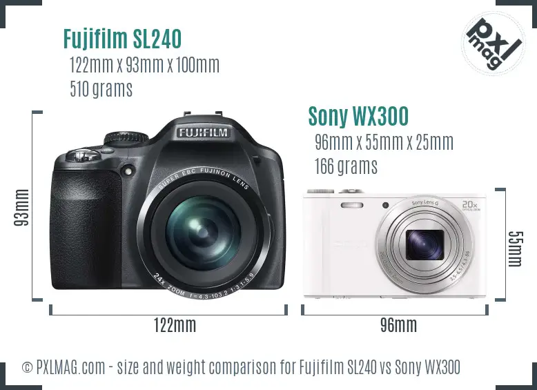 Fujifilm SL240 vs Sony WX300 size comparison Fujifilm SL240 vs Sony WX300 size comparison