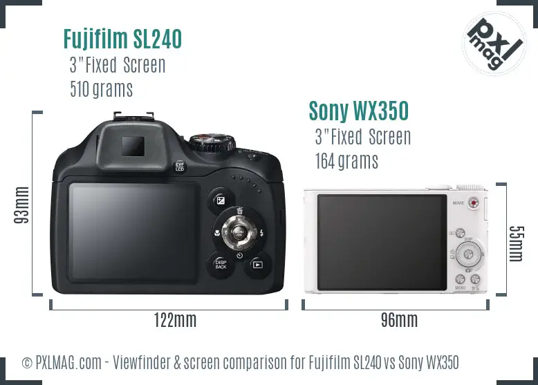 Fujifilm SL240 vs Sony WX350 Screen and Viewfinder comparison