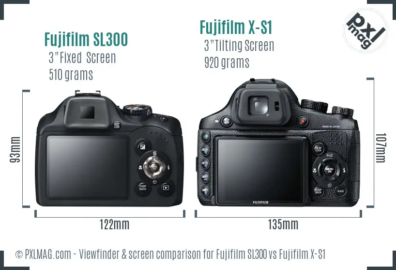 Fujifilm SL300 vs Fujifilm X-S1 Screen and Viewfinder comparison Fujifilm SL300 vs Fujifilm X-S1 Screen and Viewfinder comparison