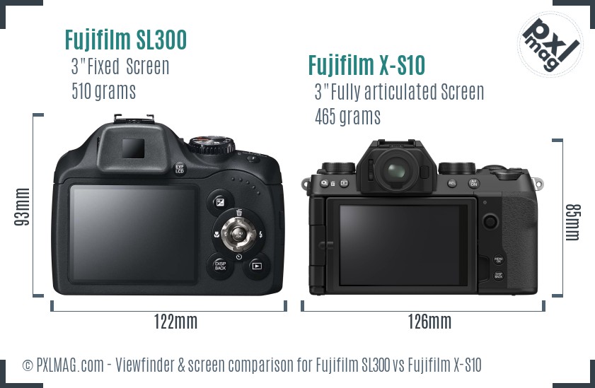 Fujifilm SL300 vs Fujifilm X-S10 Screen and Viewfinder comparison