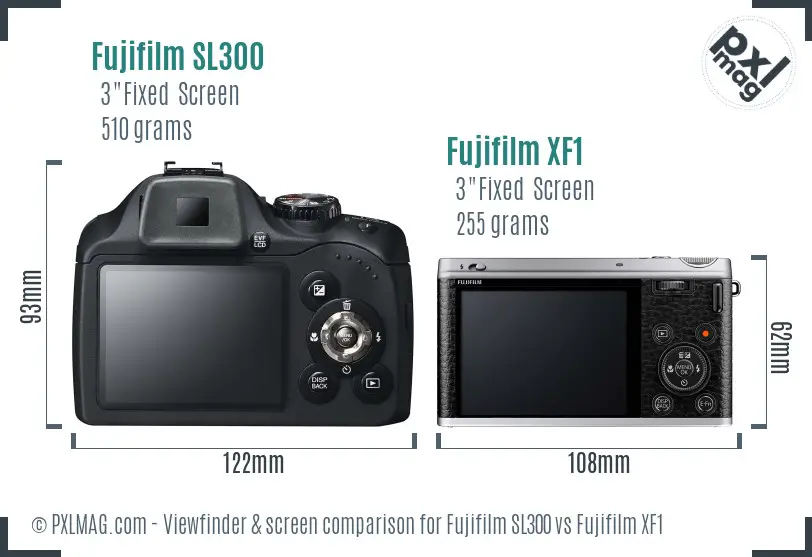 Fujifilm SL300 vs Fujifilm XF1 Screen and Viewfinder comparison
