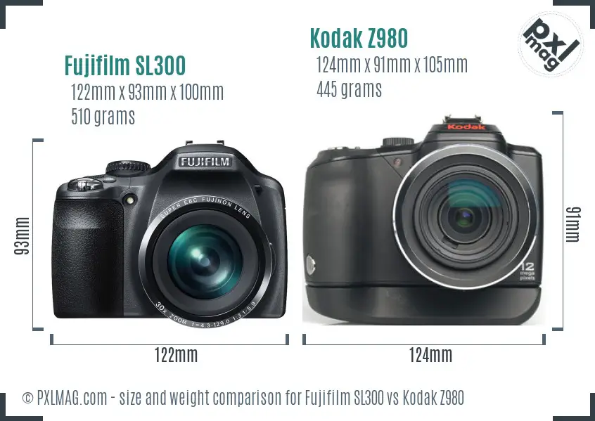 Fujifilm SL300 vs Kodak Z980 size comparison Fujifilm SL300 vs Kodak Z980 size comparison