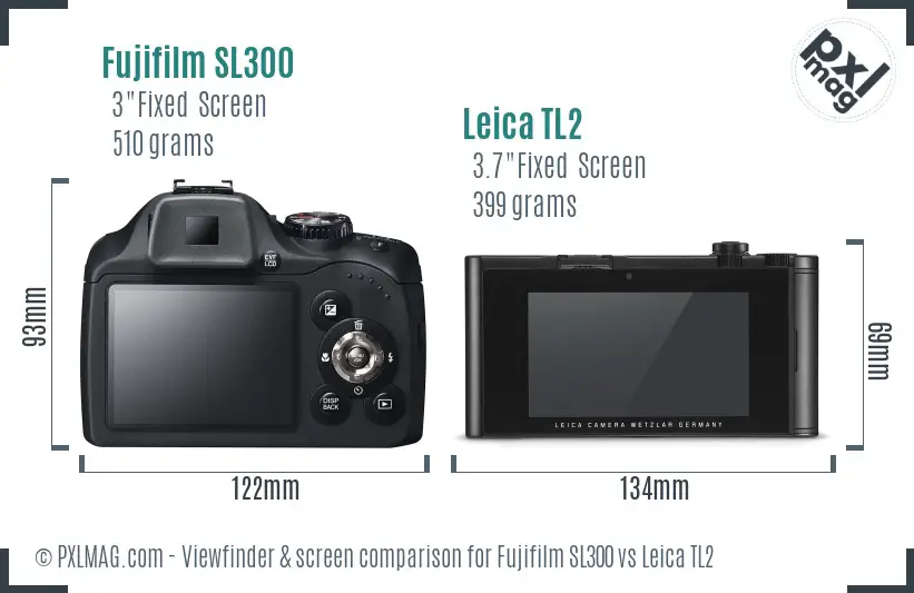 Fujifilm SL300 vs Leica TL2 Screen and Viewfinder comparison