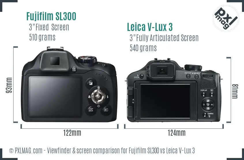 Fujifilm SL300 vs Leica V-Lux 3 Screen and Viewfinder comparison Fujifilm SL300 vs Leica V-Lux 3 Screen and Viewfinder comparison