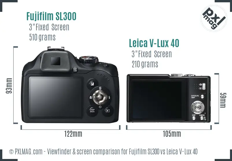 Fujifilm SL300 vs Leica V-Lux 40 Screen and Viewfinder comparison