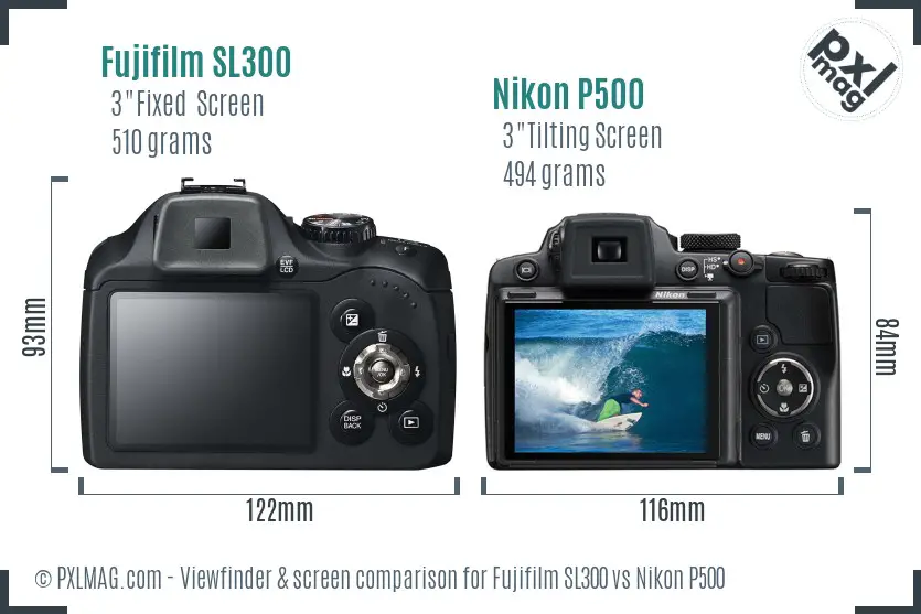 Fujifilm SL300 vs Nikon P500 Screen and Viewfinder comparison Fujifilm SL300 vs Nikon P500 Screen and Viewfinder comparison
