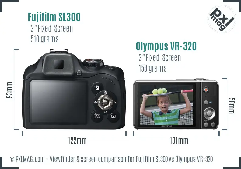 Fujifilm SL300 vs Olympus VR-320 Screen and Viewfinder comparison