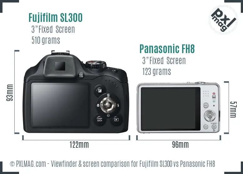 Fujifilm SL300 vs Panasonic FH8 Screen and Viewfinder comparison