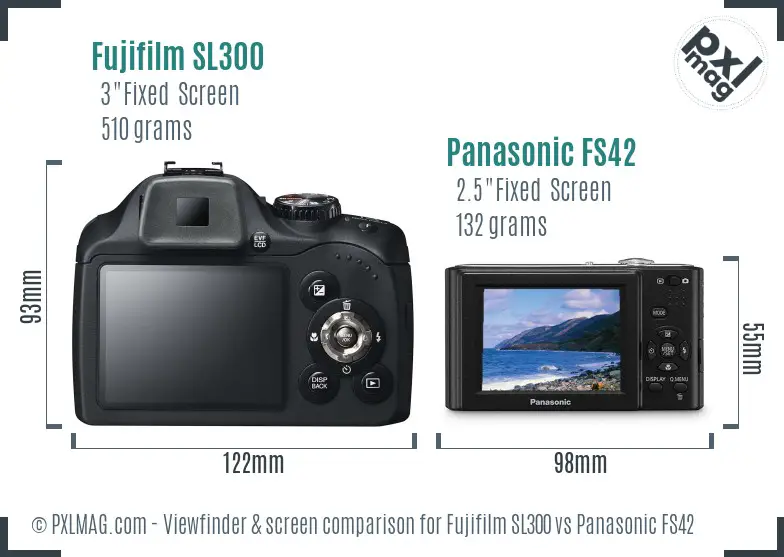 Fujifilm SL300 vs Panasonic FS42 Screen and Viewfinder comparison