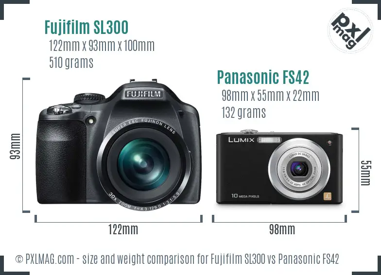 Fujifilm SL300 vs Panasonic FS42 size comparison