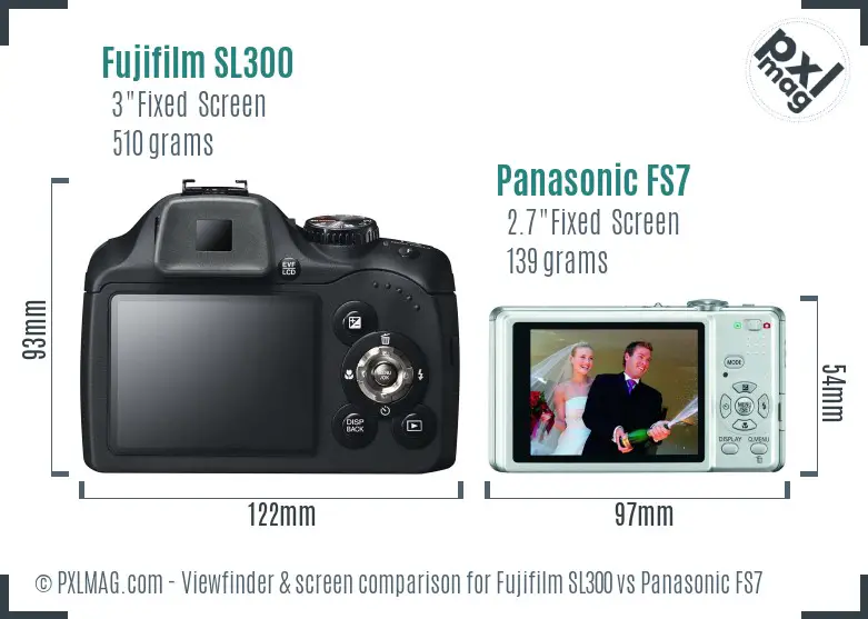 Fujifilm SL300 vs Panasonic FS7 Screen and Viewfinder comparison