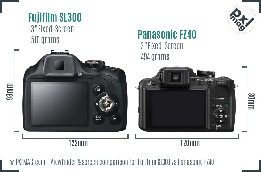 Fujifilm SL300 vs Panasonic FZ40 Screen and Viewfinder comparison