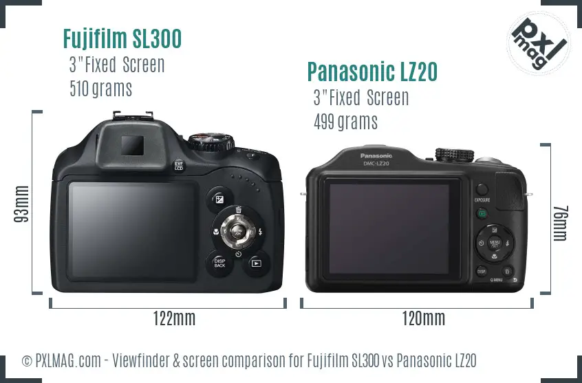 Fujifilm SL300 vs Panasonic LZ20 Screen and Viewfinder comparison