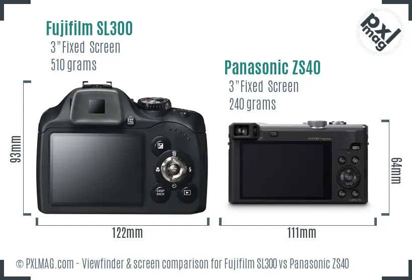 Fujifilm SL300 vs Panasonic ZS40 Screen and Viewfinder comparison Fujifilm SL300 vs Panasonic ZS40 Screen and Viewfinder comparison