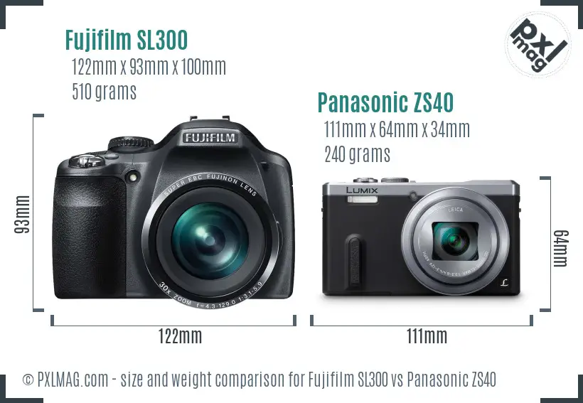 Fujifilm SL300 vs Panasonic ZS40 size comparison Fujifilm SL300 vs Panasonic ZS40 size comparison