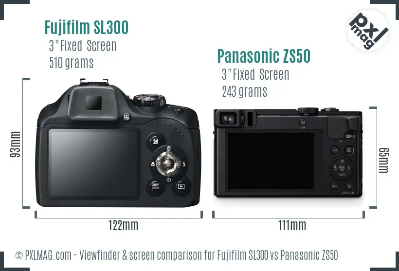 Fujifilm SL300 vs Panasonic ZS50 Screen and Viewfinder comparison