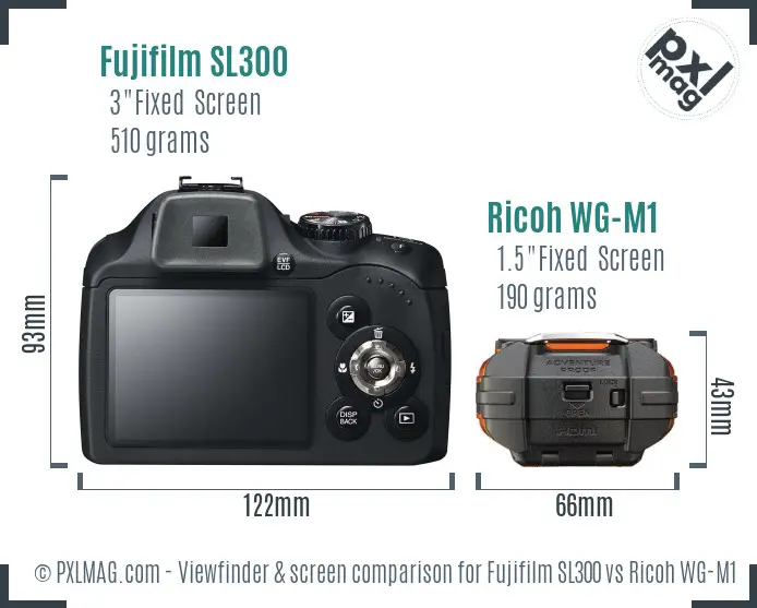 Fujifilm SL300 vs Ricoh WG-M1 Screen and Viewfinder comparison