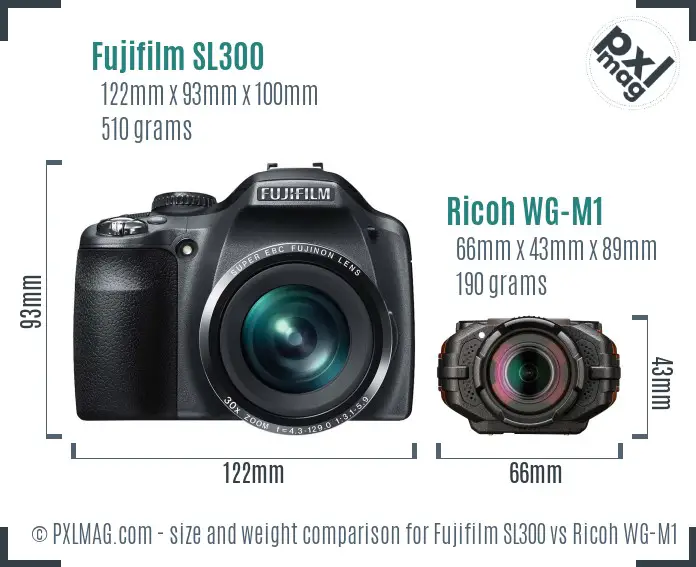 Fujifilm SL300 vs Ricoh WG-M1 size comparison Fujifilm SL300 vs Ricoh WG-M1 size comparison