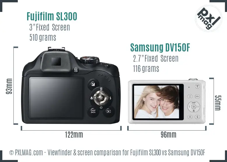 Fujifilm SL300 vs Samsung DV150F Screen and Viewfinder comparison