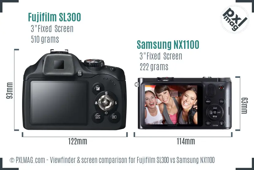Fujifilm SL300 vs Samsung NX1100 Screen and Viewfinder comparison