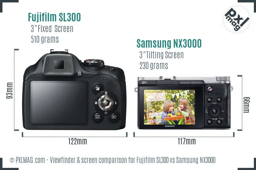 Fujifilm SL300 vs Samsung NX3000 Screen and Viewfinder comparison