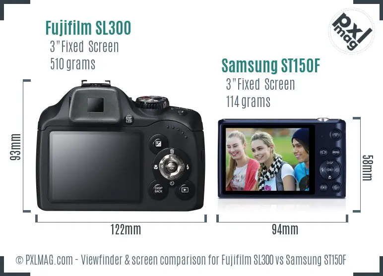 Fujifilm SL300 vs Samsung ST150F Screen and Viewfinder comparison Fujifilm SL300 vs Samsung ST150F Screen and Viewfinder comparison
