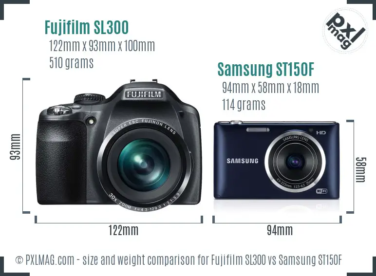 Fujifilm SL300 vs Samsung ST150F size comparison Fujifilm SL300 vs Samsung ST150F size comparison