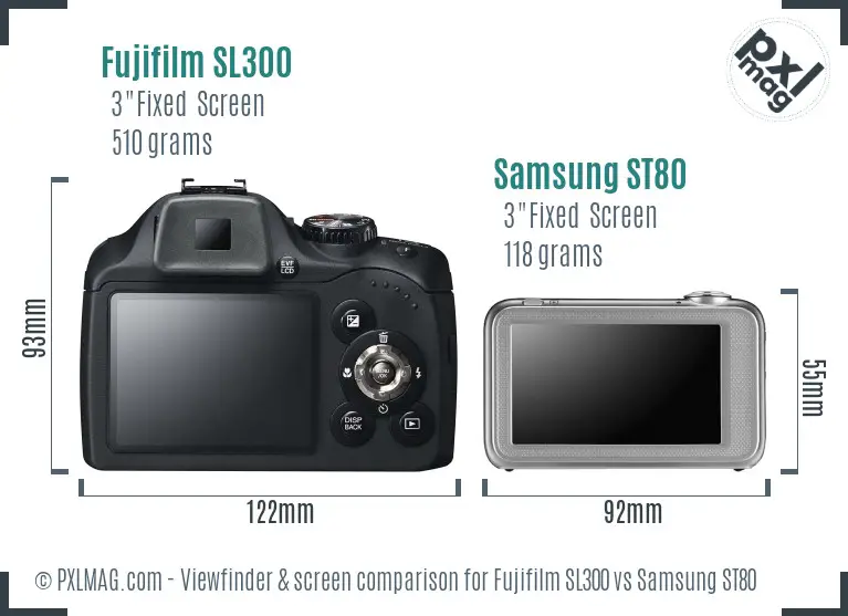 Fujifilm SL300 vs Samsung ST80 Screen and Viewfinder comparison Fujifilm SL300 vs Samsung ST80 Screen and Viewfinder comparison